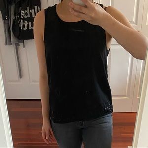 Black Business Casual Top with Beading and Cutout